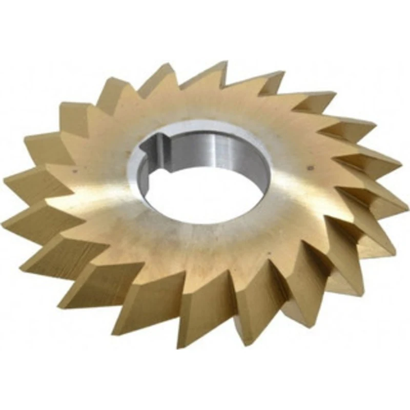 Made in USA 4 4 Cut Diam, 1/2 Cut Width, 1-1/4 Arbor, High Speed Steel Double-Angle Cutter TiN Finish, 20 Teeth DA450...