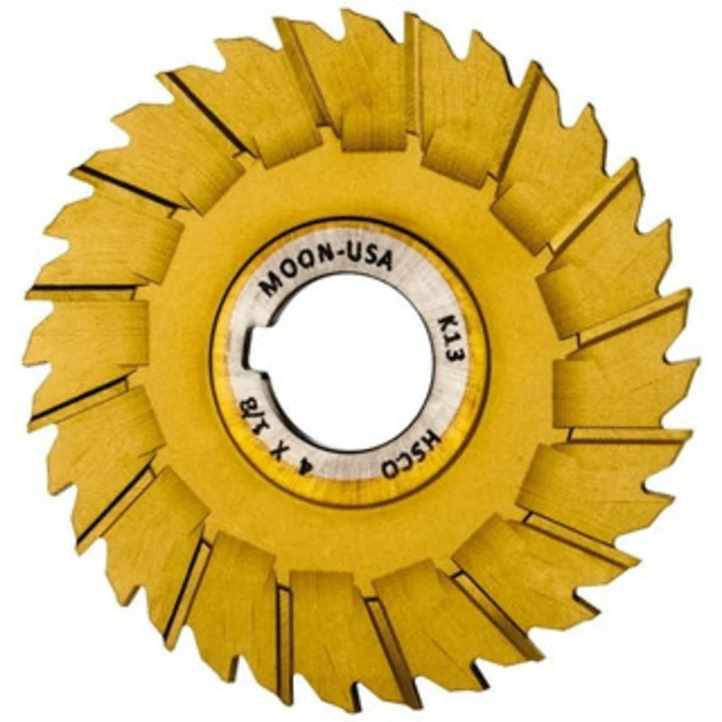 Made in USA 4 Diam x 1/8 Thick Staggered Tooth Side Chip Saw 1 Arbor Hole Diam, Cobalt, TiN Finish, 32 Teeth, with Ke...