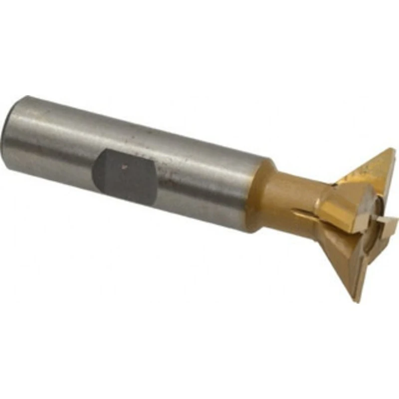 Made in USA 45 1 Cut Diam, 5/16 Cut Width, Carbide-Tipped Dovetail Cutter TiN Finish, 1/2 Shank Diam, 2-1/2 OAL, 4 Te...