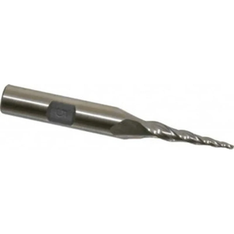 Made in USA 5 per Side 1/16 Small End Diam 1 LOC 3-Flute High Speed Steel Tapered Ball End Mill 3/8 Shank Diam, 2-7/8...