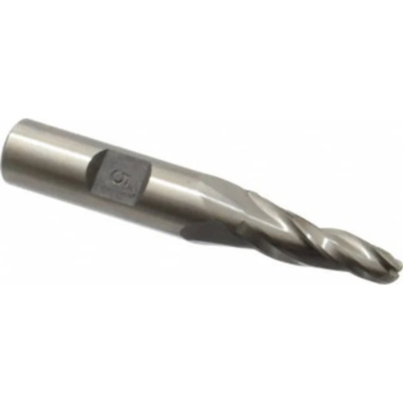 Made in USA 5 per Side 1/4 Small End Diam 1 LOC 3-Flute High Speed Steel Tapered Ball End Mill 1/2 Shank Diam, 2-7/8 ...