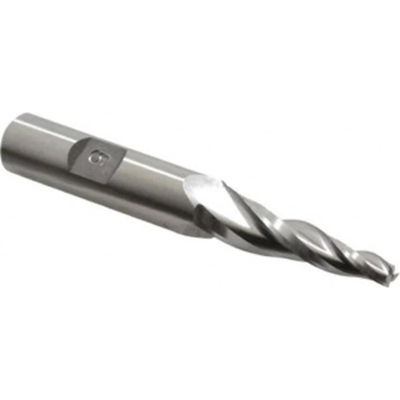 Made in USA 5 per Side 3/16 Small End Diam 1-1/2 LOC 3-Flute High Speed Steel Tapered Square End Mill Uncoated, 1/2 S...