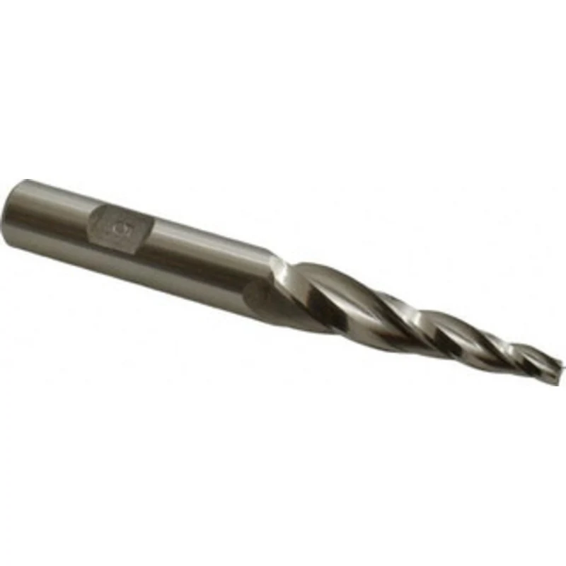 Made in USA 5 per Side 3/16 Small End Diam 2 LOC 3-Flute High Speed Steel Tapered Square End Mill Uncoated, 1/2 Shank...