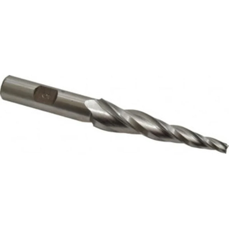 Made in USA 5 per Side 3/16 Small End Diam 2-1/2 LOC 3-Flute High Speed Steel Tapered Square End Mill Uncoated, 5/8 S...