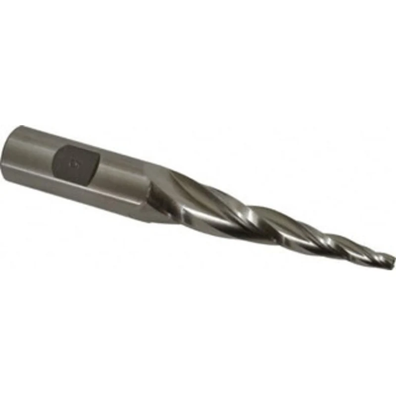 Made in USA 5 per Side 3/16 Small End Diam 3 LOC 3-Flute High Speed Steel Tapered Square End Mill Uncoated, 3/4 Shank...