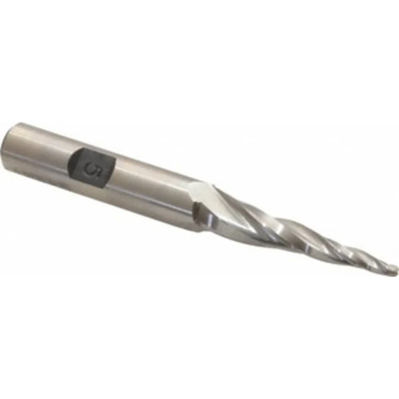 Made in USA 5 per Side 3/32 Small End Diam 1-1/2 LOC 3-Flute High Speed Steel Tapered Ball End Mill 3/8 Shank Diam, 3...