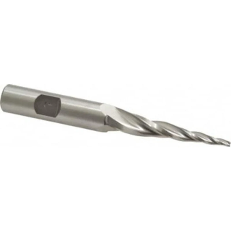 Made in USA 5 per Side 3/32 Small End Diam 2 LOC 3-Flute High Speed Steel Tapered Square End Mill Uncoated, 1/2 Shank...