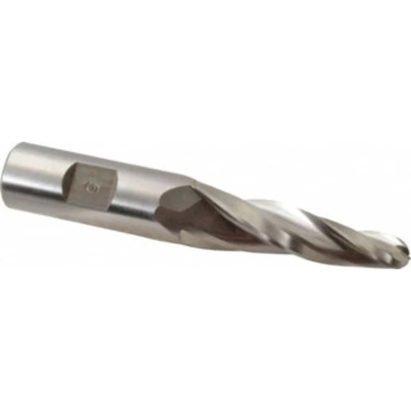 Made in USA 5 per Side 3/8 Small End Diam 2-1/4 LOC 3-Flute High Speed Steel Tapered Ball End Mill 3/4 Shank Diam, 4-...