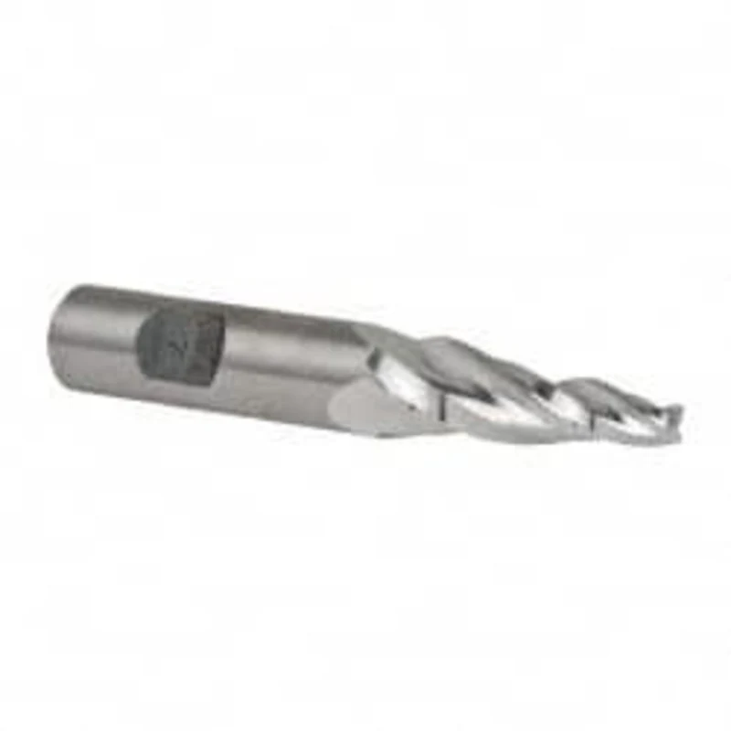 Made in USA 7 per Side 3/16 Small End Diam 1-1/4 LOC 3-Flute High Speed Steel Tapered Square End Mill Uncoated, 1/2 S...
