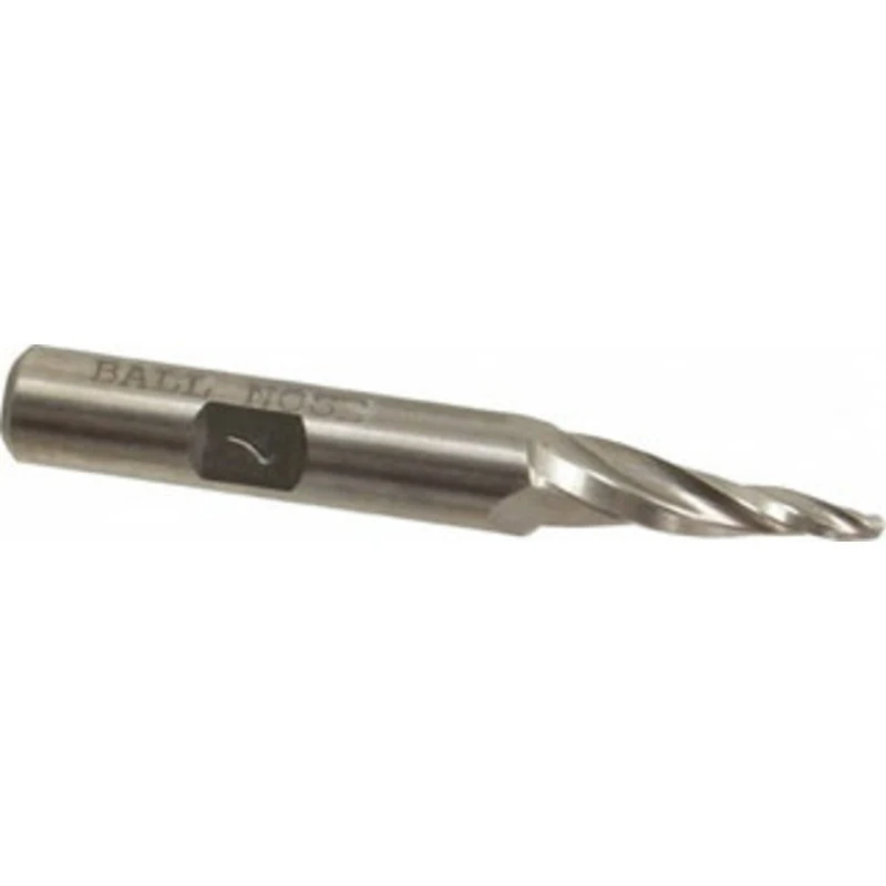 Made in USA 7 per Side 3/32 Small End Diam 1 LOC 3-Flute High Speed Steel Tapered Ball End Mill 3/8 Shank Diam, 2-7/8...