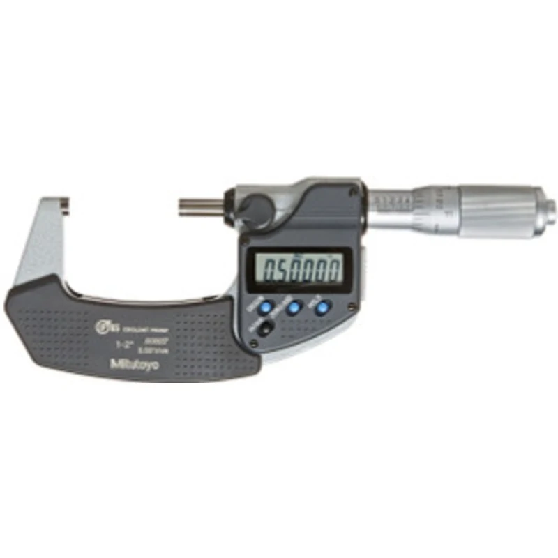 Mitutoyo Coolant Proof Micrometer, Range 1-2 w/ Friction Thimble & SPC Output - 293-336
