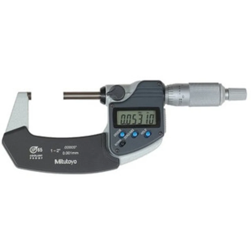 Mitutoyo Coolant Proof Micrometer, Range 1-2 w/ Ratchet Stop & SPC Output - 293-331