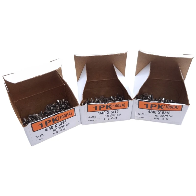 New Open box Lot of 300 Stainless Steel Flat Socket Head Cap Screw #4-40 Thread, 5/16" Length