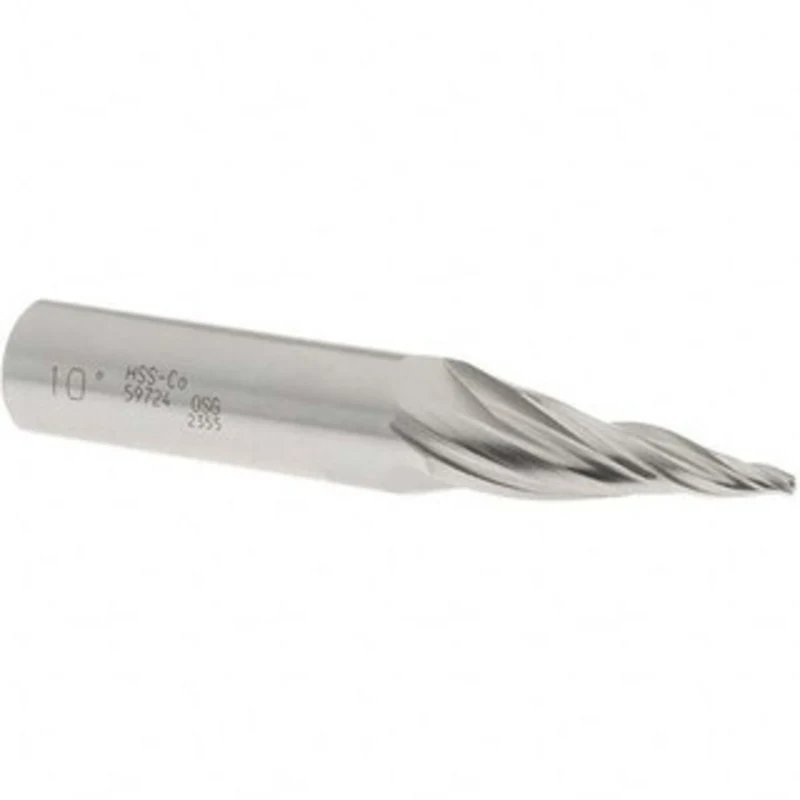 OSG 10 per Side 3/32 Small End Diam 1-1/2 LOC 3-Flute Cobalt Tapered Square End Mill Uncoated, 5/8 Shank Diam, 3-5/8 ...