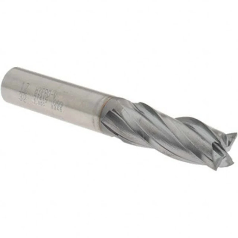 OSG 17/32, 1-3/8 LOC, 1/2 Shank Diam, 3-3/8 OAL, 4 Flute, Vanadium High Speed Steel Square End Mill Single End, TiCN ...