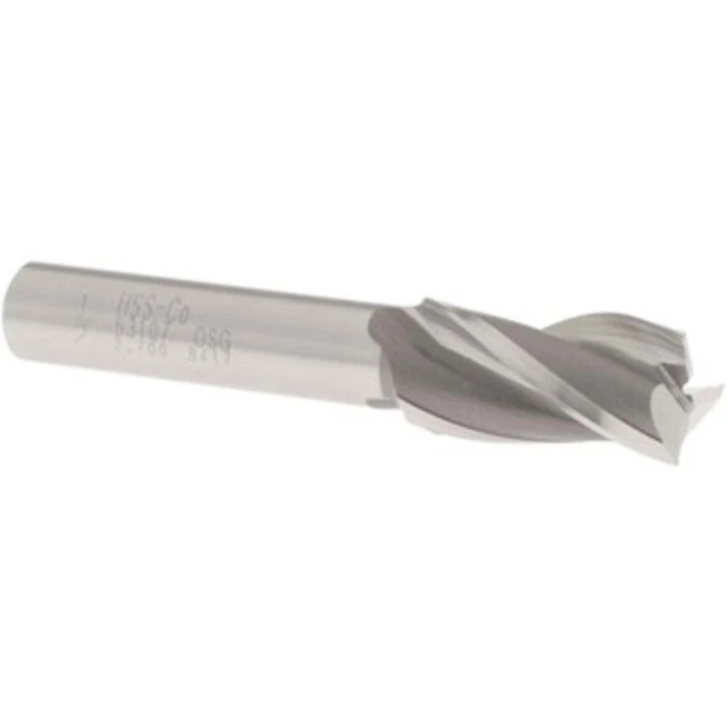 OSG 1/2, 1 LOC, 3/8 Shank Diam, 2-11/16 OAL, 3 Flute, Cobalt Square End Mill Single End, Uncoated, Spiral Flute, 30 H...