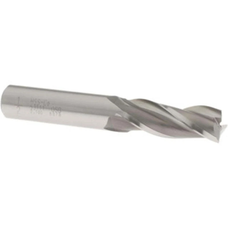 OSG 1/2, 1-1/4 LOC, 1/2 Shank Diam, 3-1/4 OAL, 3 Flute, Cobalt Square End Mill Single End, Uncoated, Spiral Flute, 30...