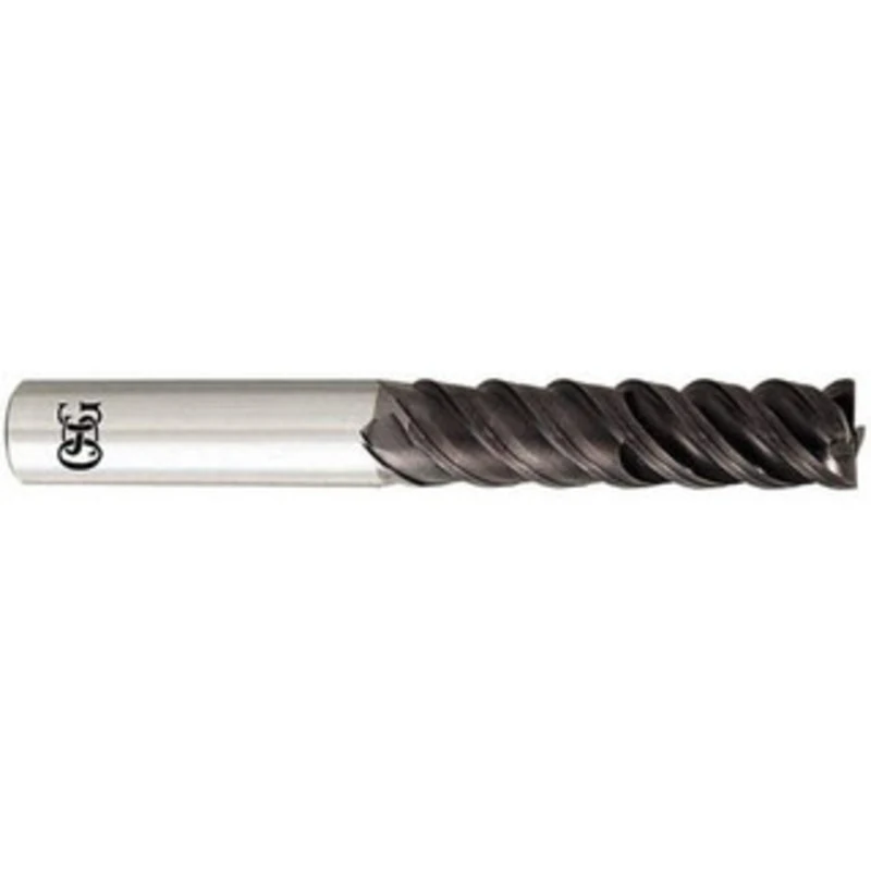OSG 1/4, 3/8 LOC, 1/4 Shank Diam, 60mm OAL, 4 Flute, Solid Carbide Square End Mill Single End, TiAlN Finish, Spiral F...