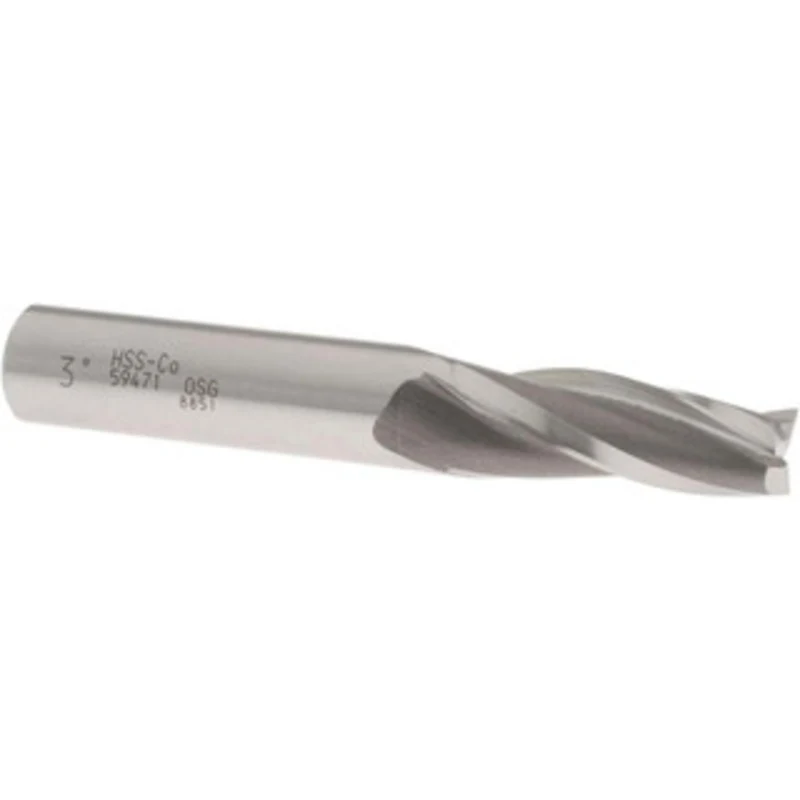 OSG 3 per Side 3/8 Small End Diam 1-1/4 LOC 3-Flute Cobalt Tapered Square End Mill Uncoated, 1/2 Shank Diam, 3-1/4 OA...