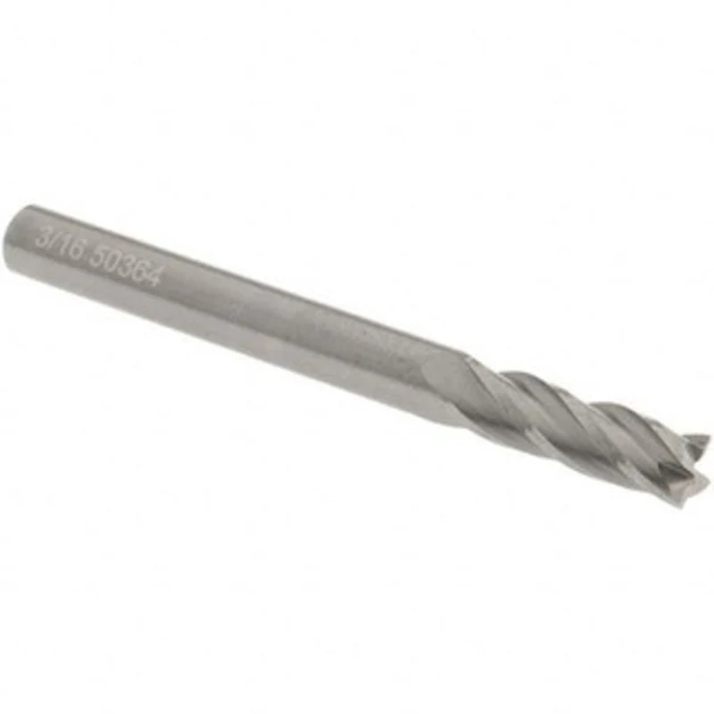 OSG 3/16, 5/8 LOC, 3/16 Shank Diam, 2 OAL, 4 Flute, Solid Carbide Square End Mill Single End, Uncoated, Spiral Flute,...