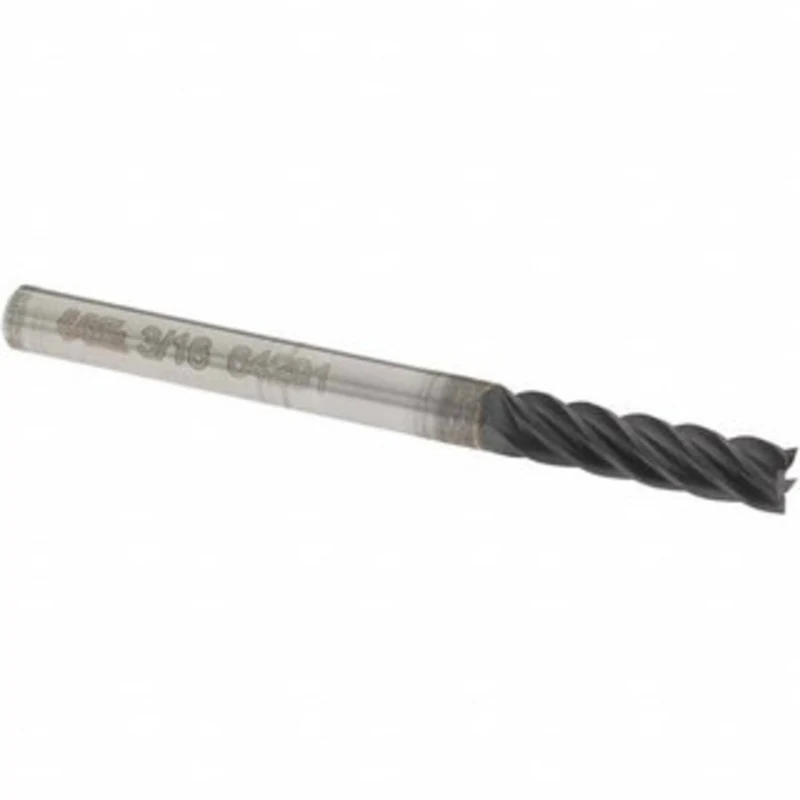 OSG 3/16, 5/8 LOC, 3/16 Shank Diam, 2-1/4 OAL, 5 Flute, Solid Carbide Square End Mill Single End, TiAlN Finish, Spira...