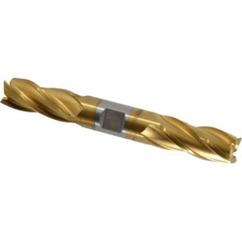 OSG 3/4, 1-5/8 LOC, 3/4 Shank Diam, 5-5/8 OAL, 4 Flute, Cobalt Square End Mill Double End, TiN Finish, Spiral Flute, ...