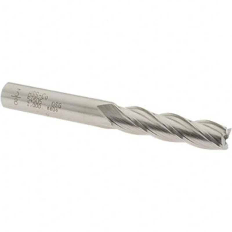 OSG 3/8, 1-1/2 LOC, 3/8 Shank Diam, 3-1/4 OAL, 4 Flute, Cobalt Square End Mill Single End, Uncoated, Spiral Flute, 30...