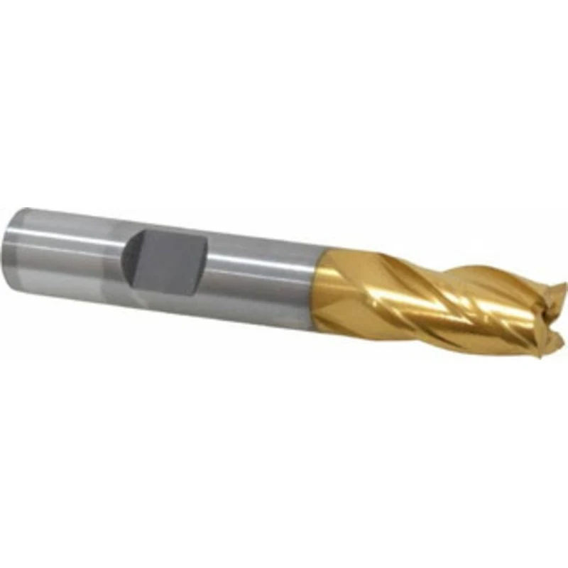 OSG 3/8, 3/4 LOC, 3/8 Shank Diam, 2-1/2 OAL, 4 Flute, Cobalt Square End Mill Single End, TiN Finish, Spiral Flute, 30...