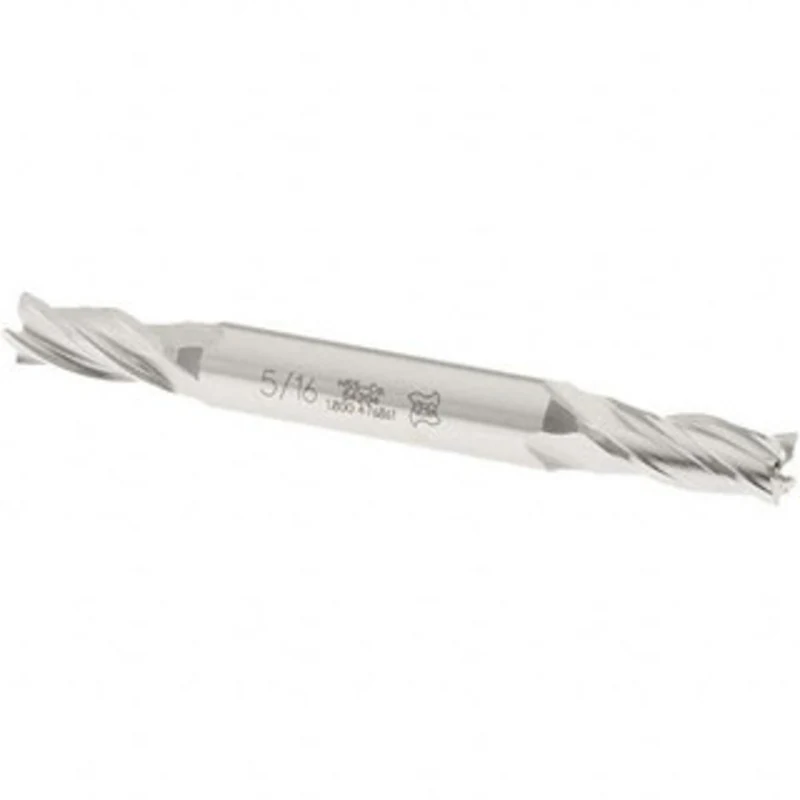 OSG 5/16, 3/4 LOC, 3/8 Shank Diam, 3-1/2 OAL, 4 Flute, Cobalt Square End Mill Double End, Uncoated, Spiral Flute, 30 ...