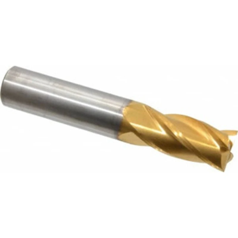 OSG 5/8, 1-1/4 LOC, 5/8 Shank Diam, 3-1/2 OAL, 4 Flute, Solid Carbide Square End Mill Single End, TiN Finish, Spiral ...