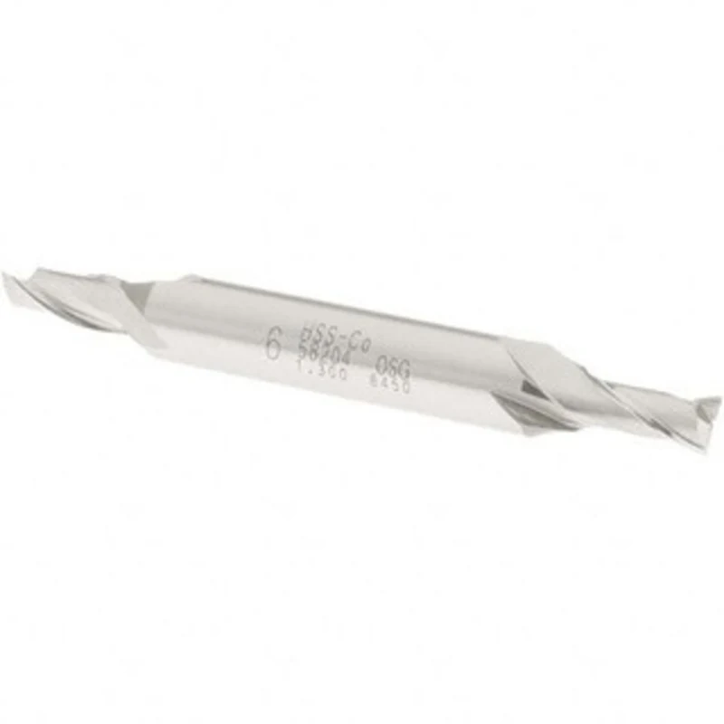 OSG 6mm, 1/2 LOC, 3/8 Shank Diam, 3-1/8 OAL, 2 Flute, Cobalt Square End Mill Double End, Uncoated, Spiral Flute, 30 H...
