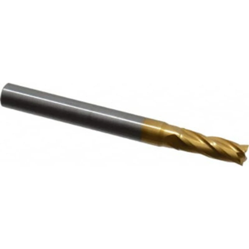 OSG 7/32, 5/8 LOC, 1/4 Shank Diam, 2-1/2 OAL, 4 Flute, Solid Carbide Square End Mill Single End, TiN Finish, Spiral F...