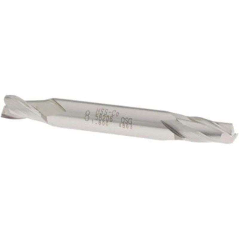 OSG 1/32, 3/64 LOC, 3/16 Shank Diam, 2 OAL, 2 Flute, Cobalt Square End Mill Double End, Uncoated, Spiral Flute, 30 He...