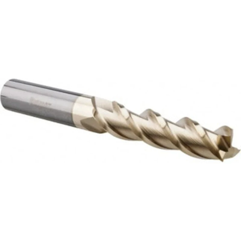 PROMAX Tools 1/2, 2 LOC, 1/2 Shank Diam, 4 OAL, 3 Flute, Solid Carbide Square End Mill Single End, ZrN Finish, Spiral...