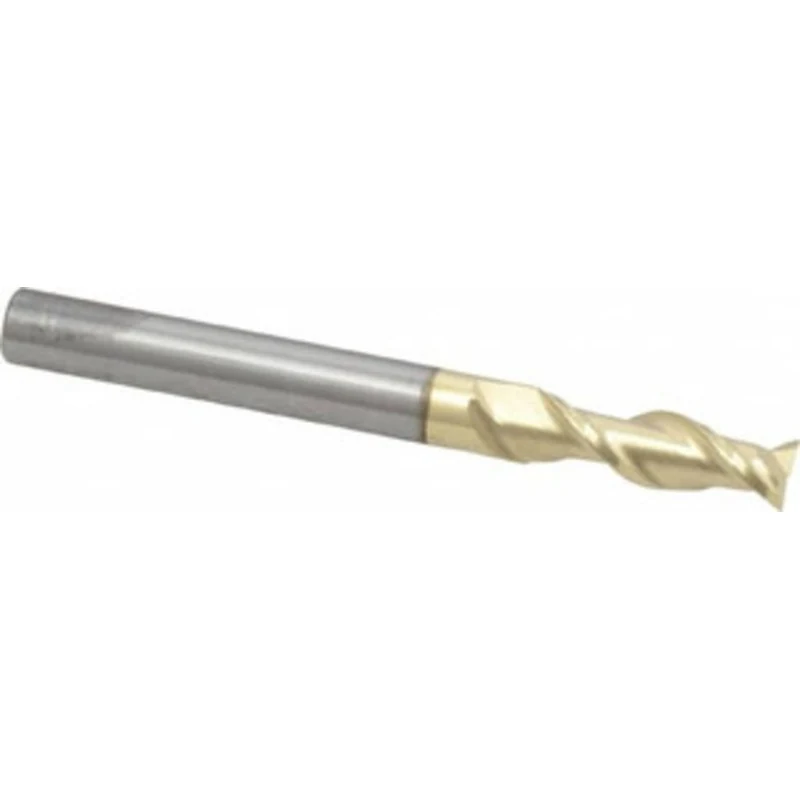 PROMAX Tools 1/4, 3/4 LOC, 1/4 Shank Diam, 2-1/2 OAL, 2 Flute, Solid Carbide Square End Mill Single End, ZrN Finish, ...