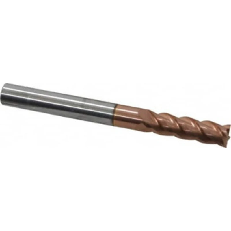 PROMAX Tools 1/4, 3/4 LOC, 1/4 Shank Diam, 2-1/2 OAL, 4 Flute, Solid Carbide Square End Mill Single End, TiCN Finish,...