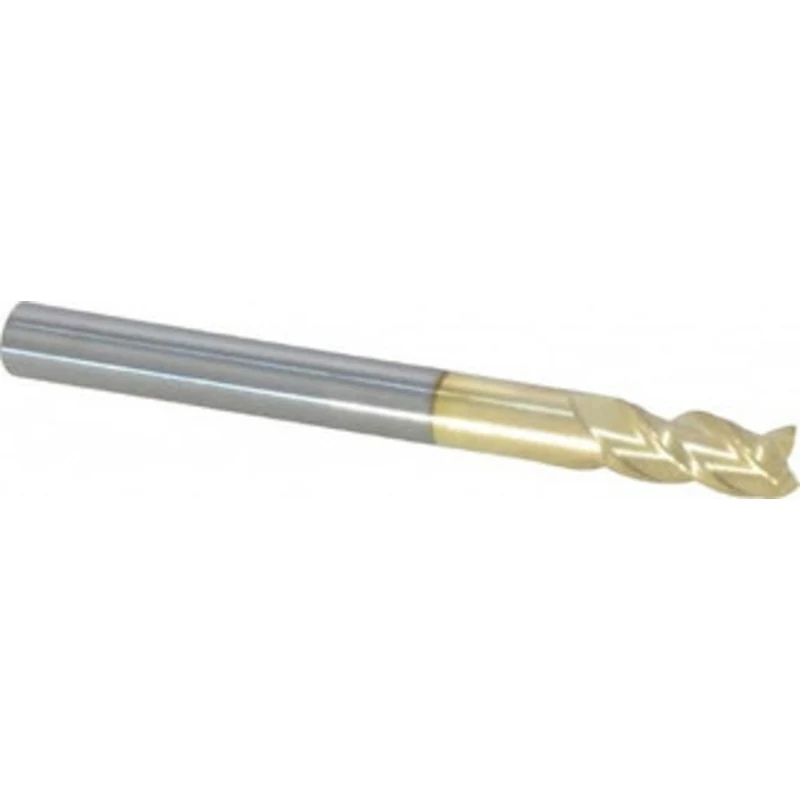 PROMAX Tools 3/16, 3/8 LOC, 3/16 Shank Diam, 2 OAL, 3 Flute, Solid Carbide Square End Mill Single End, ZrN Finish, Sp...