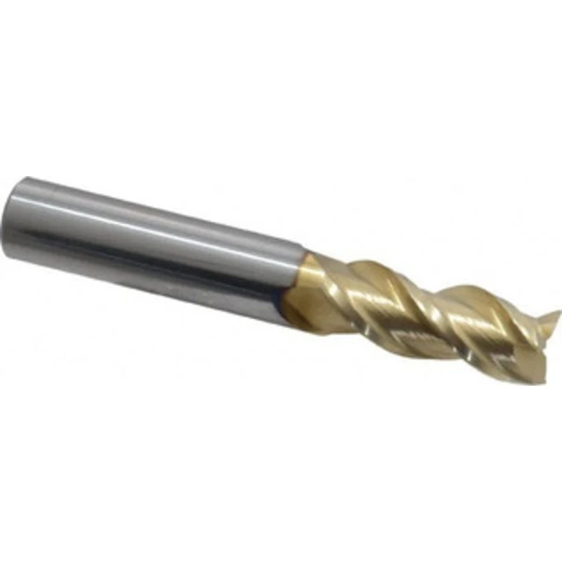 PROMAX Tools 3/8, 7/8 LOC, 3/8 Shank Diam, 2-1/2 OAL, 3 Flute, Solid Carbide Square End Mill Single End, ZrN Finish, ...