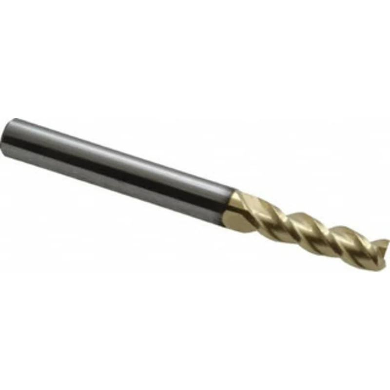 KYOCERA SGS 9/64, 1/2 LOC, 3/16 Shank Diam, 2 OAL, 3 Flute, Solid Carbide Square End Mill Single End, Uncoated, Spira...