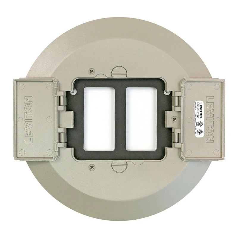 Poke-Through Cover, 5" Diameter, (2) Flip Lids, Nickel Plated By Leviton PTC2F-N