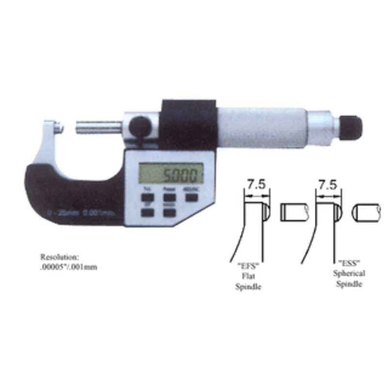Precise 0-1 Electronic Ball End Micrometer with Spherical Spindle - ESS-001