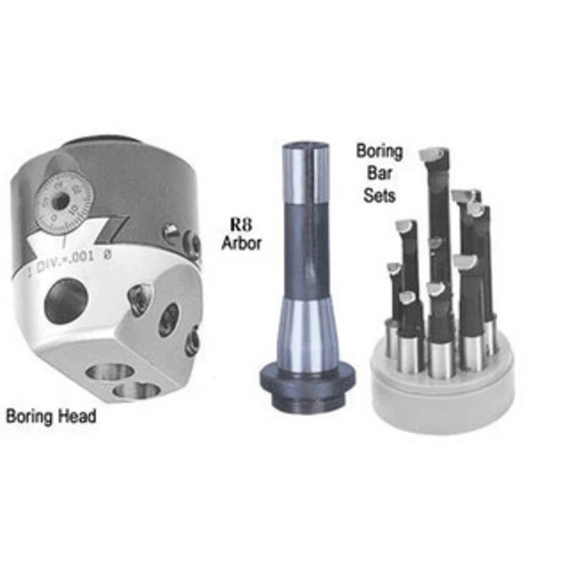 Precise Boring Head Set, (2 Boring Head Set w/ R-8 Shank & 1/2 Boring Bar) - BHS-200