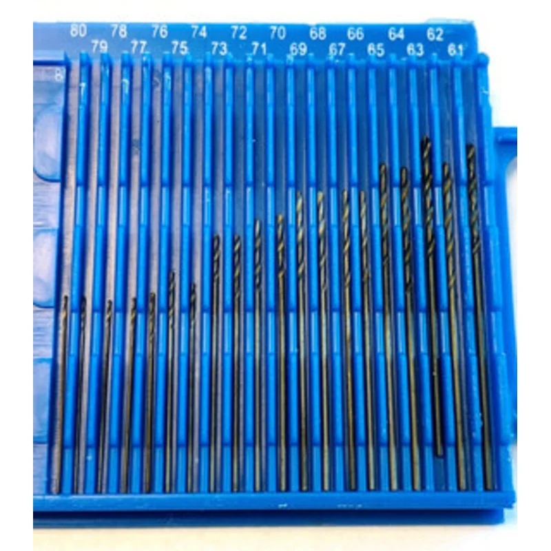 Precise High Speed Steel Wire Gage Drill Set, 20 Pieces, Range #61-80 - DS-680