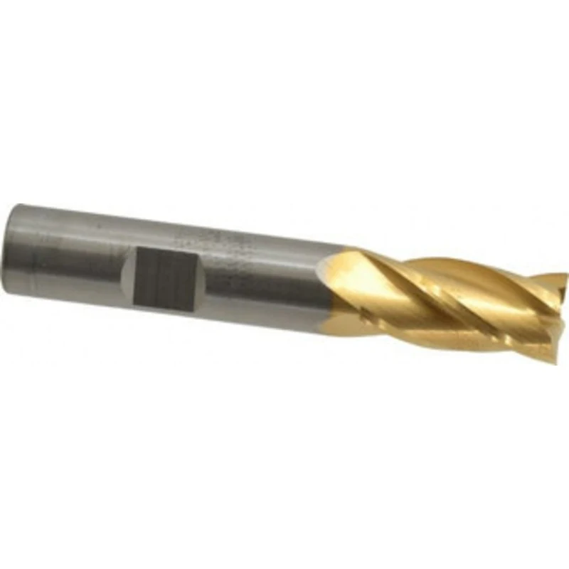 RobbJack 1/2, 1 LOC, 1/2 Shank Diam, 3 OAL, 4 Flute, Solid Carbide Square End Mill Single End, TiN Finish, 30 Helix, ...