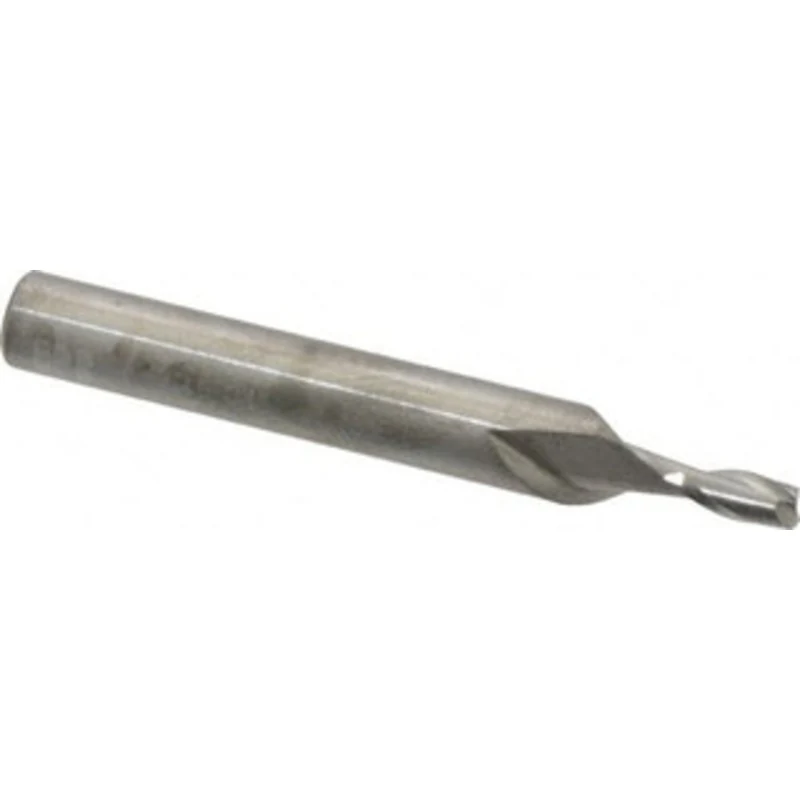 RobbJack 1/8, 1/4 LOC, 1/4 Shank Diam, 2 OAL, 2 Flute, Solid Carbide Square End Mill Single End, Uncoated, Spiral Flu...