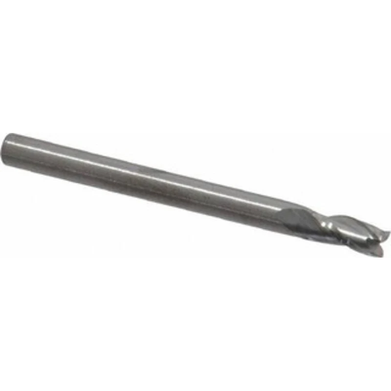 RobbJack 1/8, 1/4 LOC, 1/8 Shank Diam, 1-1/2 OAL, 3 Flute, Solid Carbide Square End Mill Single End, Uncoated, Spiral...