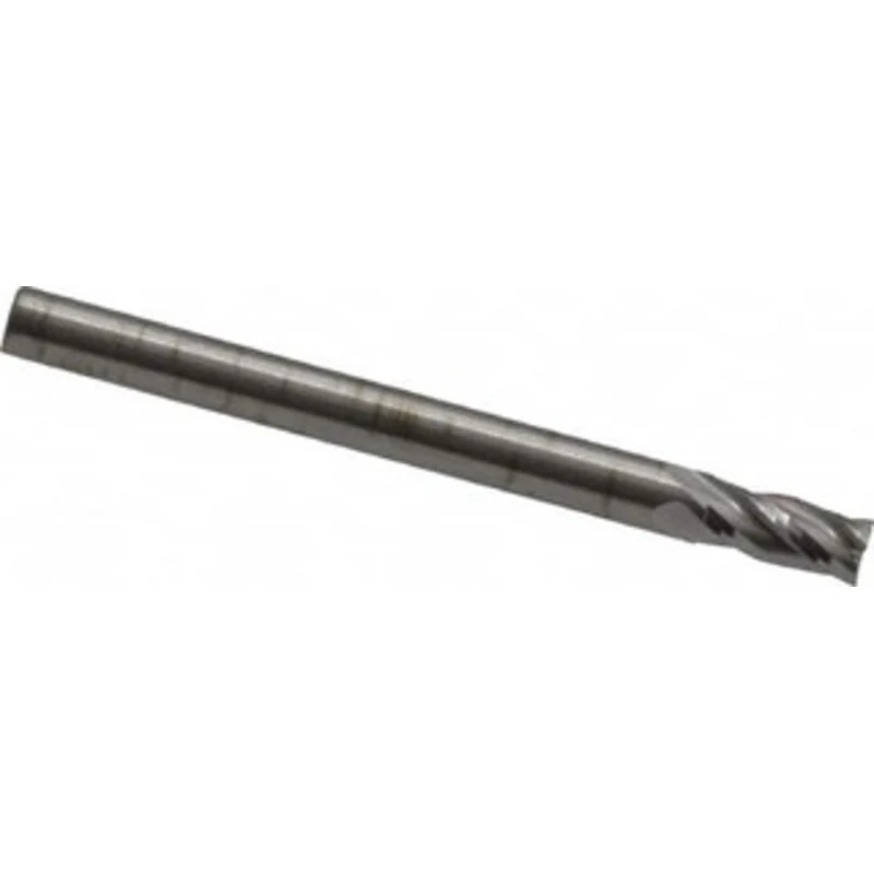 RobbJack 1/8, 1/4 LOC, 1/8 Shank Diam, 1-1/2 OAL, 4 Flute, Solid Carbide Square End Mill Single End, Uncoated, Spiral...