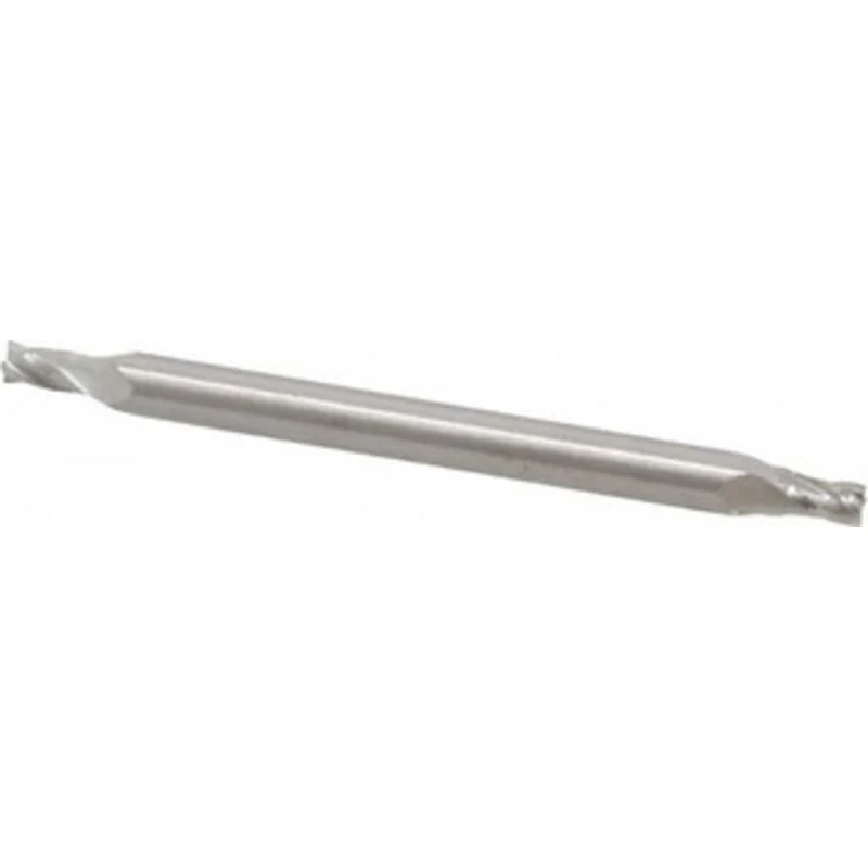 RobbJack 1/8, 3/16 LOC, 3/16 Shank Diam, 2-1/2 OAL, 4 Flute, Solid Carbide Square End Mill Double End, Uncoated, Spir...