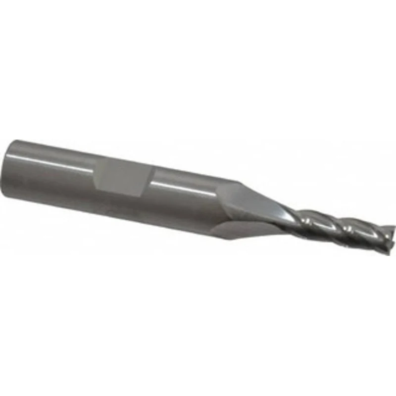 RobbJack 3/16, 5/8 LOC, 3/8 Shank Diam, 2-1/2 OAL, 4 Flute, Solid Carbide Square End Mill Single End, Uncoated, Spira...