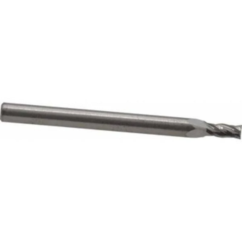RobbJack 3/32, 3/16 LOC, 1/8 Shank Diam, 1-1/2 OAL, 4 Flute, Solid Carbide Square End Mill Single End, Uncoated, Spir...